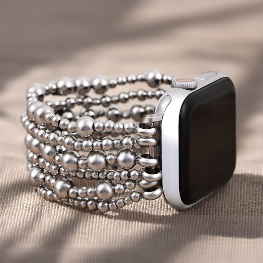 Cape Diablo - Platinum Demure Stretch Apple Watch Strap