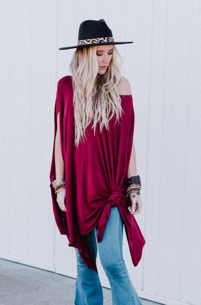 Three Bird Nest - The Wren Tunic - Burgundy: One Size