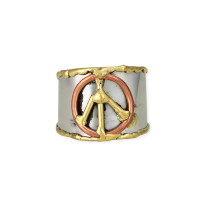 ZAD - Mixed Metal Peace Sign Ring