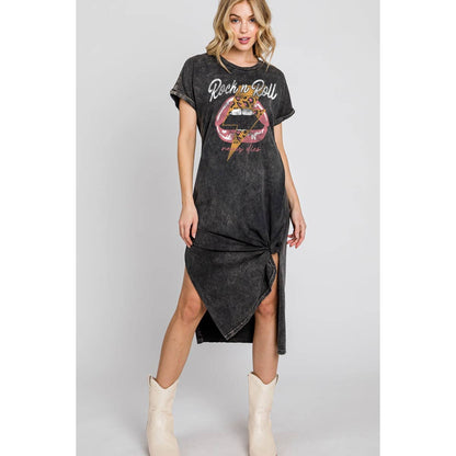 HRTandLUV - ROCK AND ROLL NEVER DIES MINERAL GRAPHIC DRESS