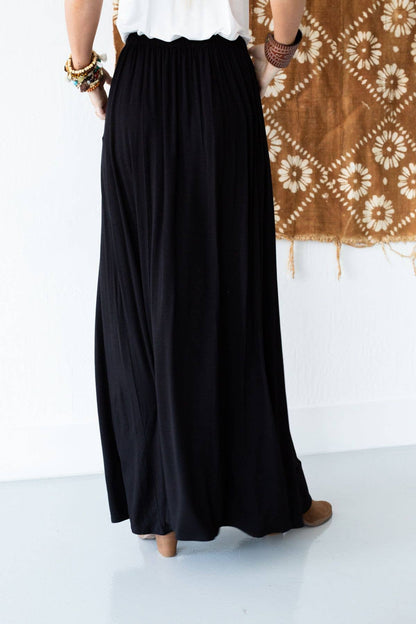 Three Bird Nest - The Perfect Pocketed Maxi Skirt - Black