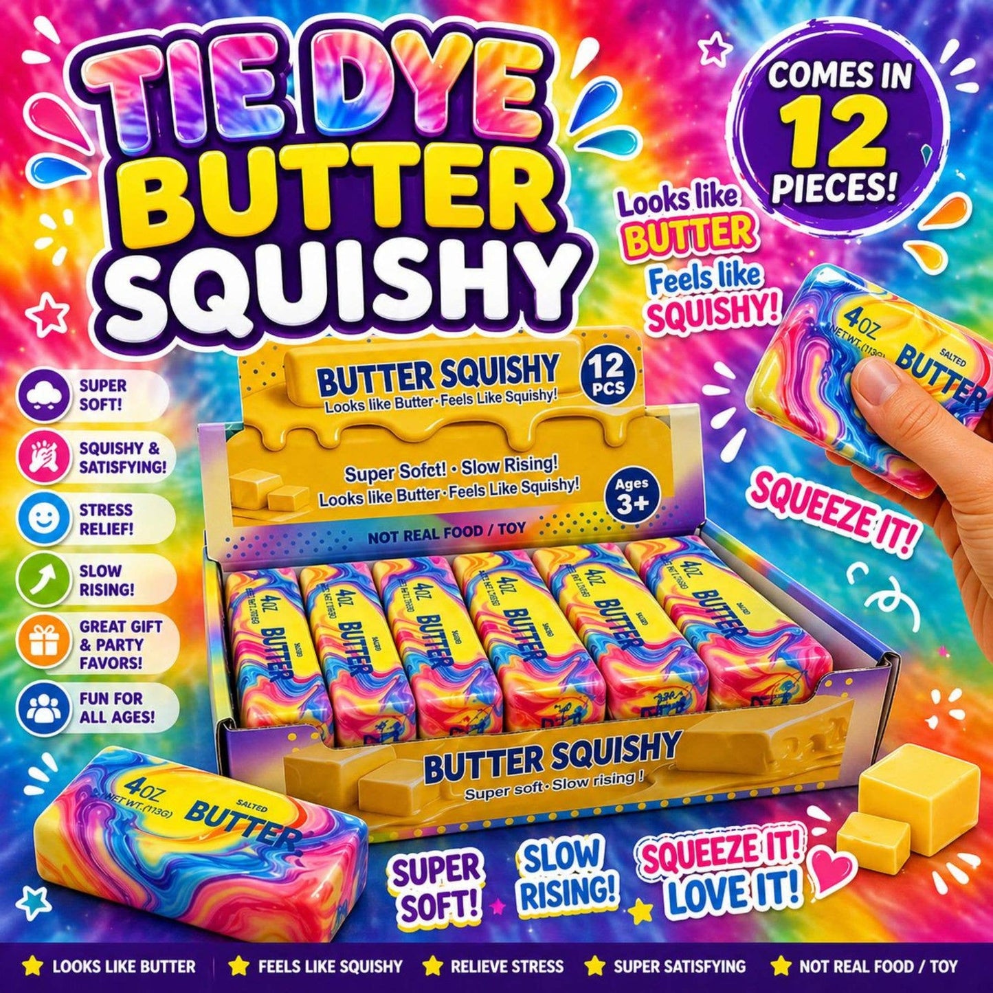 Gypsy Soul - Tie Dye Butter Squishy – Viral “Looks Like Butter” Stress
