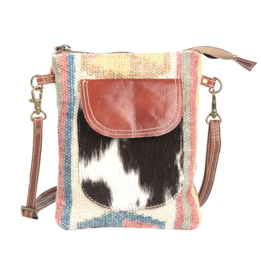 Clea Ray Canvas Bags & Clothing - Recycled Rug With Cowhide Crossbody