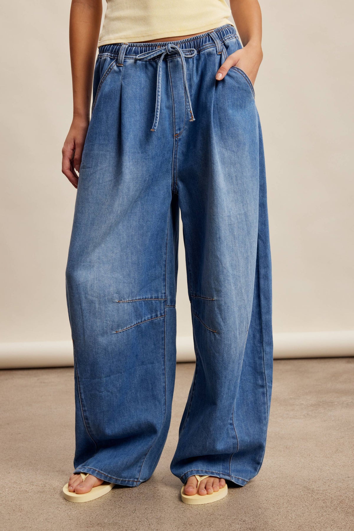Listicle - Drawstring Wide-Leg Denim Pants LP0278