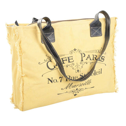 Clea Ray Canvas Bags & Clothing - Cafe Paris Yellow Tote