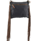 Clea Ray Canvas Bags & Clothing - Brown and Blue Crossbody With Fringe Fur and Canvas