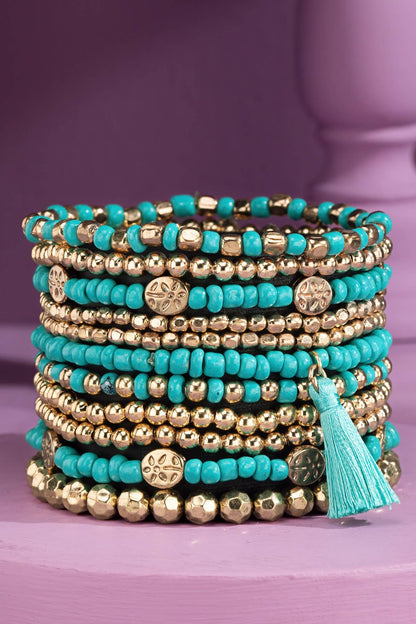 Urbanista - 12 Layered Mixed Bead Stretch Bracelet Set