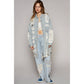 Pol Clothing - Oversize distressed crochet patch denim shacket