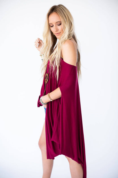 Three Bird Nest - The Wren Tunic - Burgundy: One Size