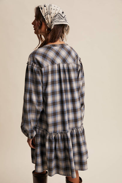 Listicle - Plaid Drop-Waist Mini Dress