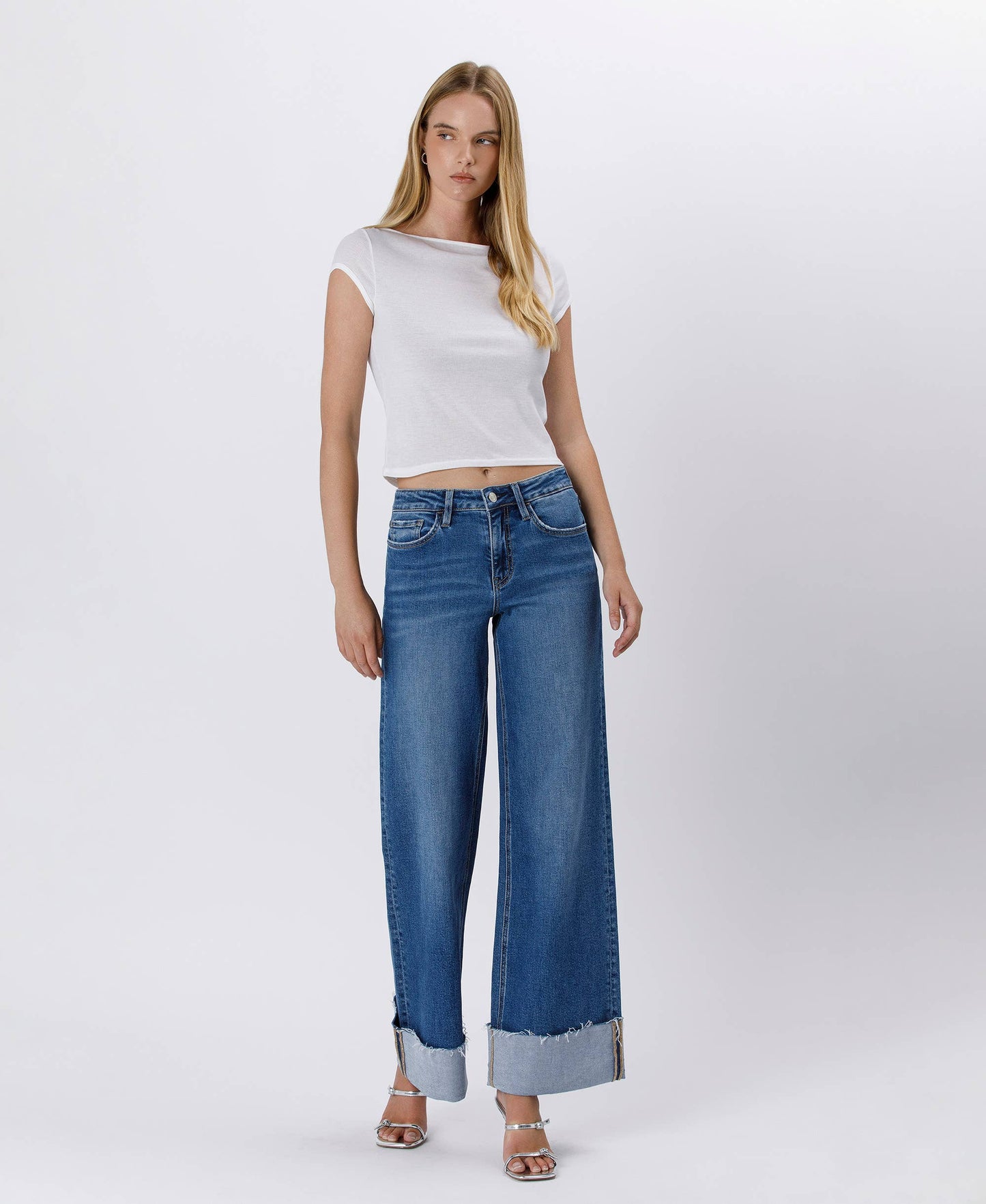 Lovervet by VERVET - HIGH RISE CUFFED WIDE JEANS LV1592