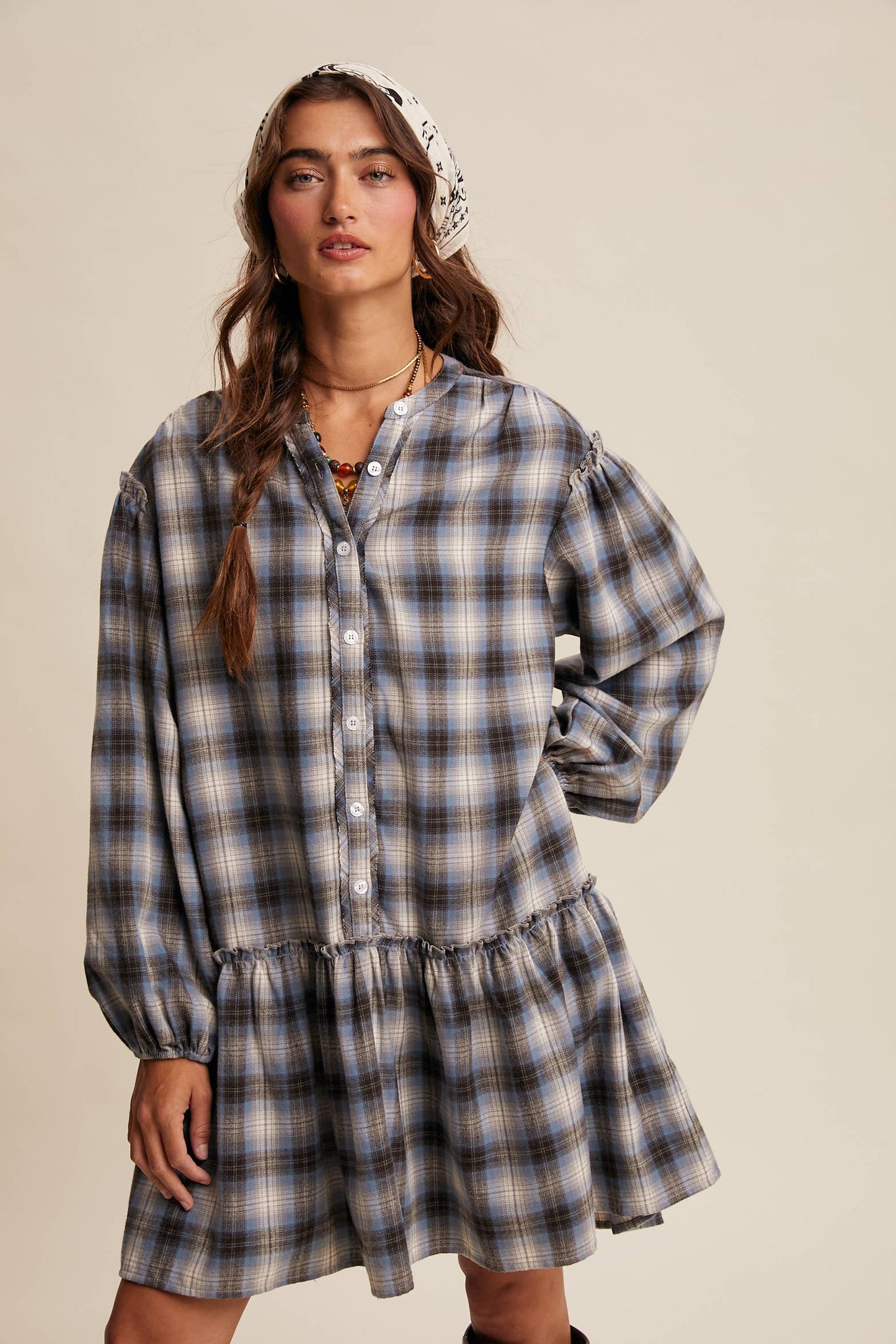 Listicle - Plaid Drop-Waist Mini Dress