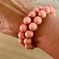 Nellie Pratt Artisan Jewelry - Charmed Life- wood shell beachy boho stretch bracelet: Light Pink