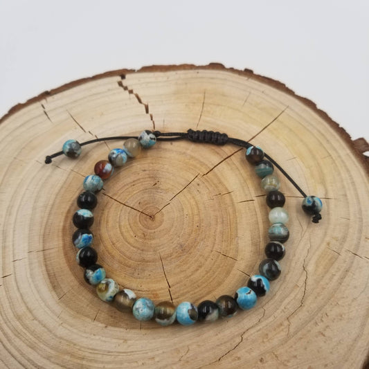 CHAKRA JEWELRY - 6mm Energy Natural Stone Beads Yoga Bracelet: Blue Agate