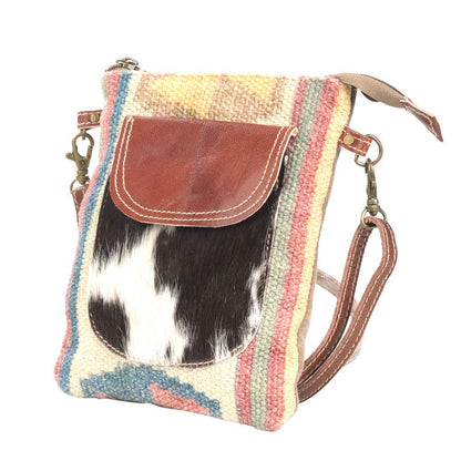 Clea Ray Canvas Bags & Clothing - Recycled Rug With Cowhide Crossbody