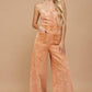 WISTERIA LANE - BOHO MINERAL WASH WIDE LEG DENIM JUMPSUIT