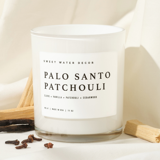Sweet Water Decor - Palo Santo Patchouli 11 oz Soy Candle - Home Decor & Gifts