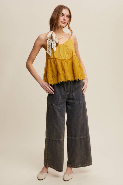 Listicle - Wide-Leg Denim Drawstring Pants