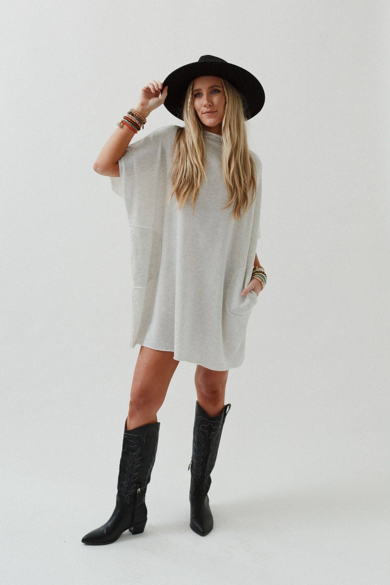 Three Bird Nest - Laid Back Luxe Dress - Light Heather Gray: XL