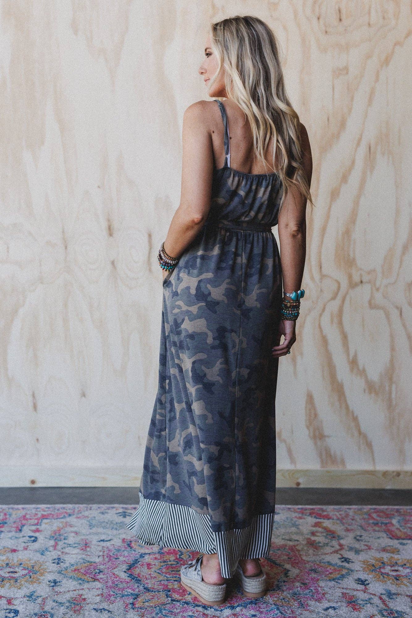 Three Bird Nest - Cadet Camo Print Dress - Olive Moss