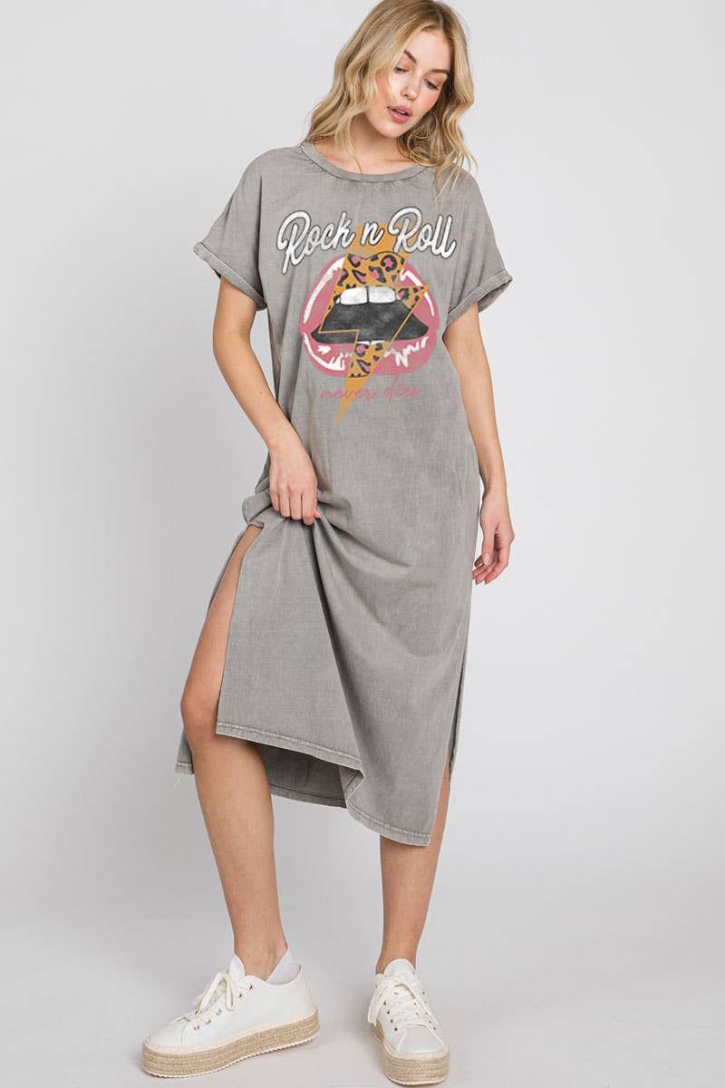 HRTandLUV - ROCK AND ROLL NEVER DIES MINERAL GRAPHIC DRESS