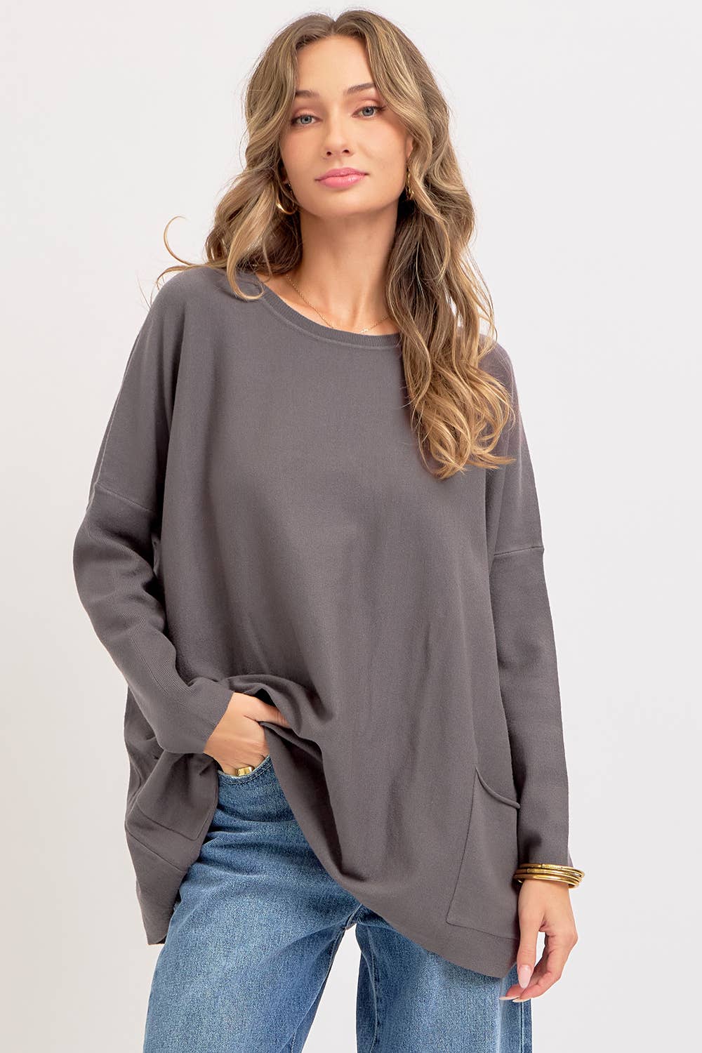 Sweet Lovely by Jen - OVERSIZE/LOOSE FIT ROUND NECK KNIT TOP