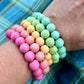 Nellie Pratt Artisan Jewelry - Charmed Life- wood shell beachy boho stretch bracelet: Light Pink