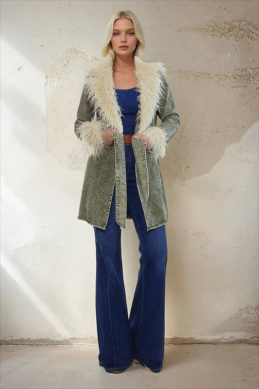 WISTERIA LANE - PENNY LANE WASHEED DENIM FUR TRXL