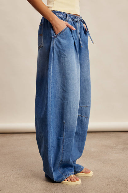 Listicle - Drawstring Wide-Leg Denim Pants LP0278