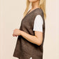 La Miel - MCS3589-Oversized Soft Knit Sweater Vest with Side Slit