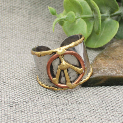 ZAD - Mixed Metal Peace Sign Ring
