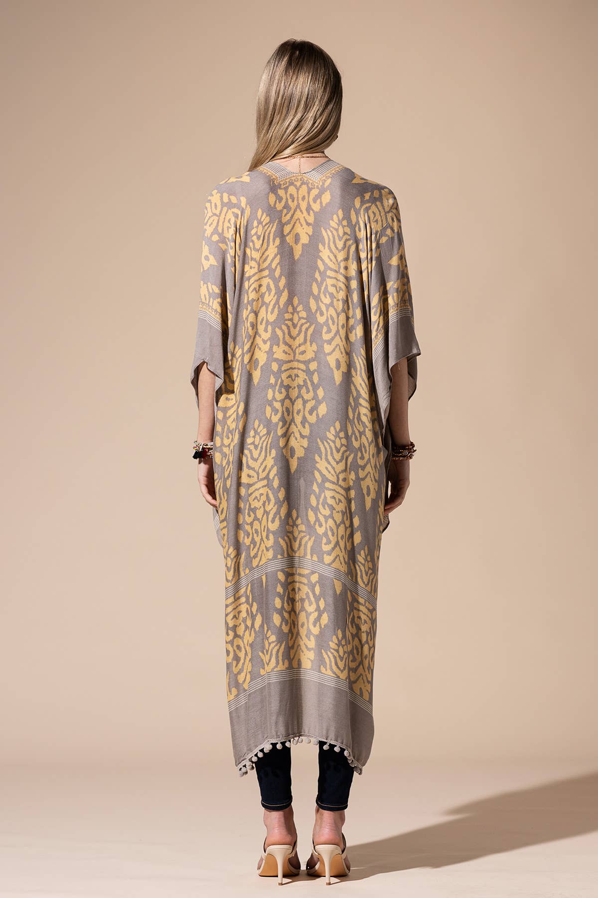 Urbanista - Damask Print Kimono with Sleeves