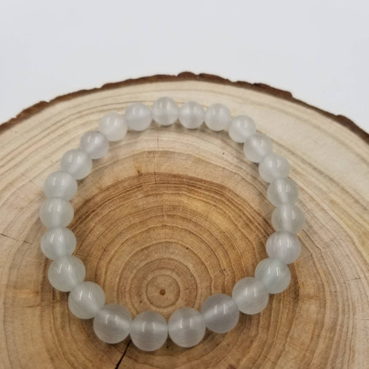 CHAKRA JEWELRY - 8MM Energy Natural Stone Beads Yoga Bracelet: White