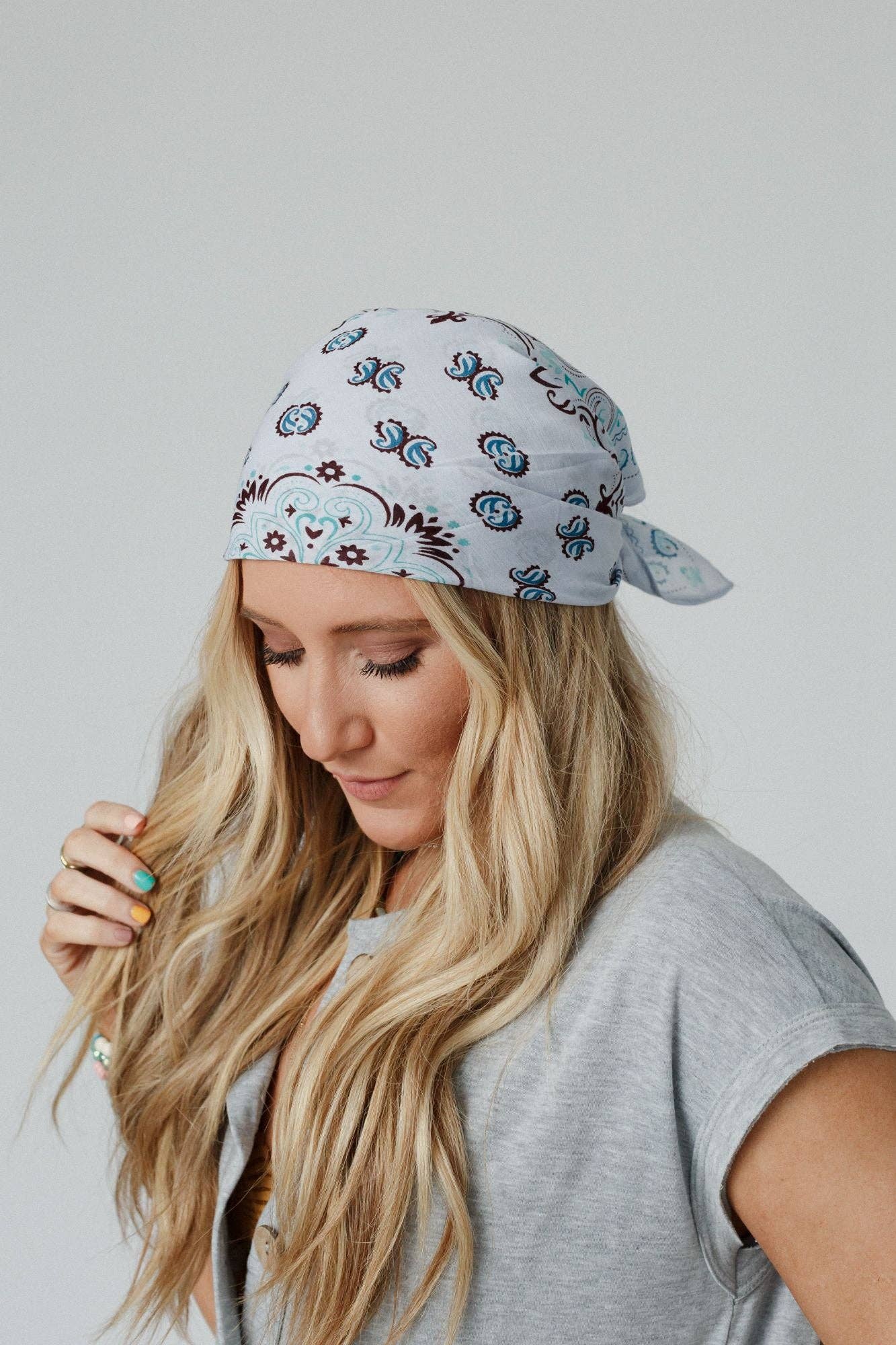 Love Full Paisley Bandana- Blue