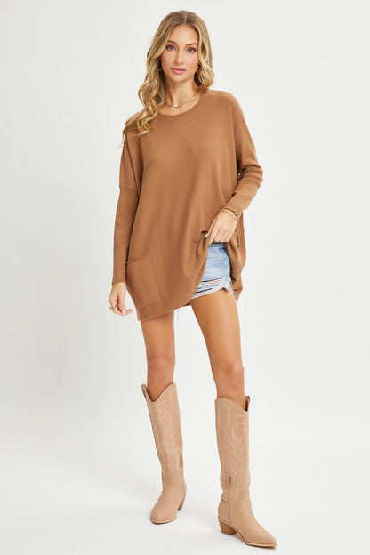 Sweet Lovely by Jen - OVERSIZE/LOOSE FIT ROUND NECK KNIT TOP