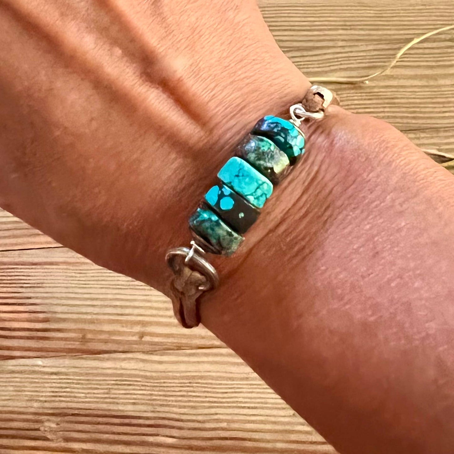 Nellie Pratt Artisan Jewelry - Earthy Chic- turquoise vegan suede boho bracelet