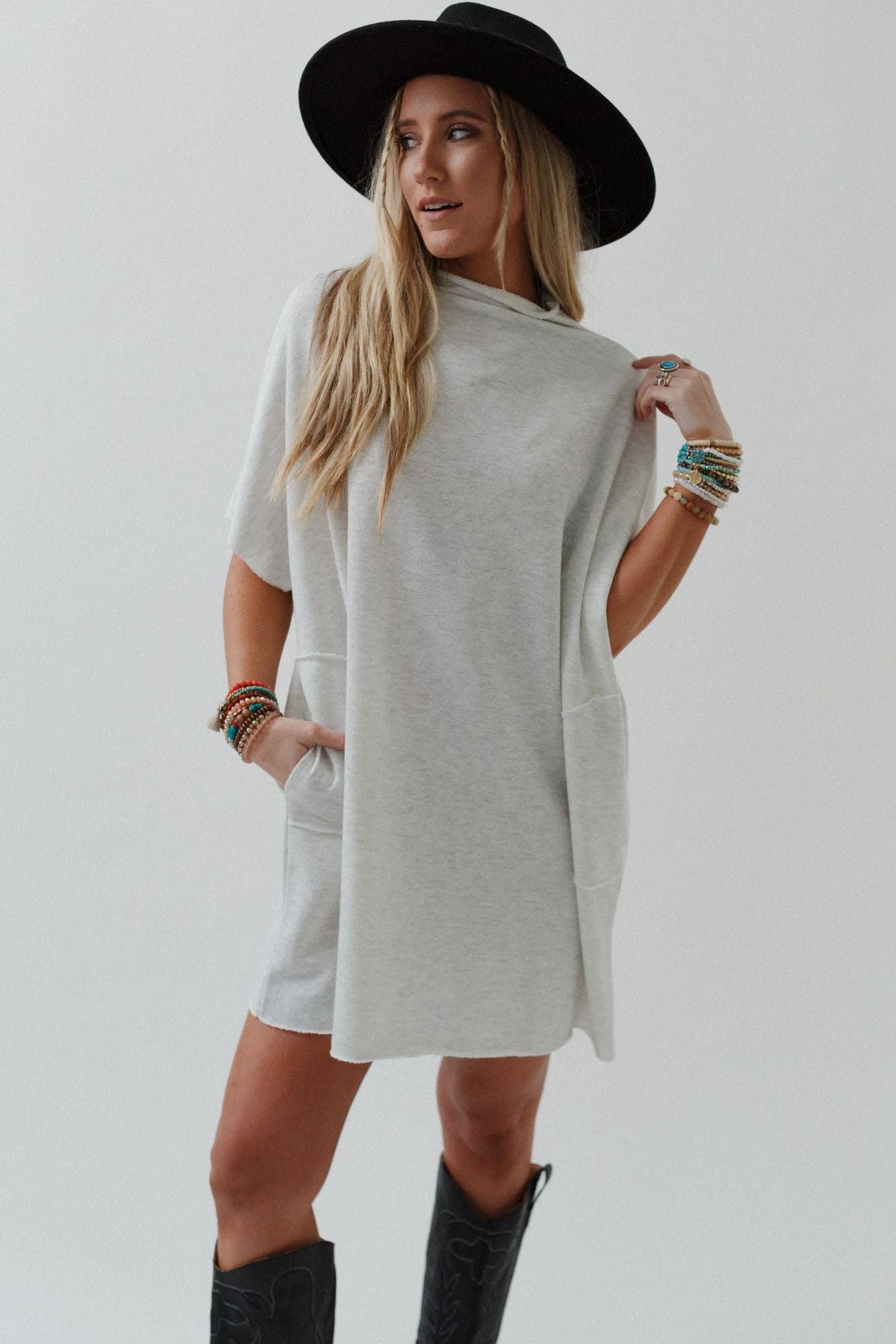 Three Bird Nest - Laid Back Luxe Dress - Light Heather Gray: XL