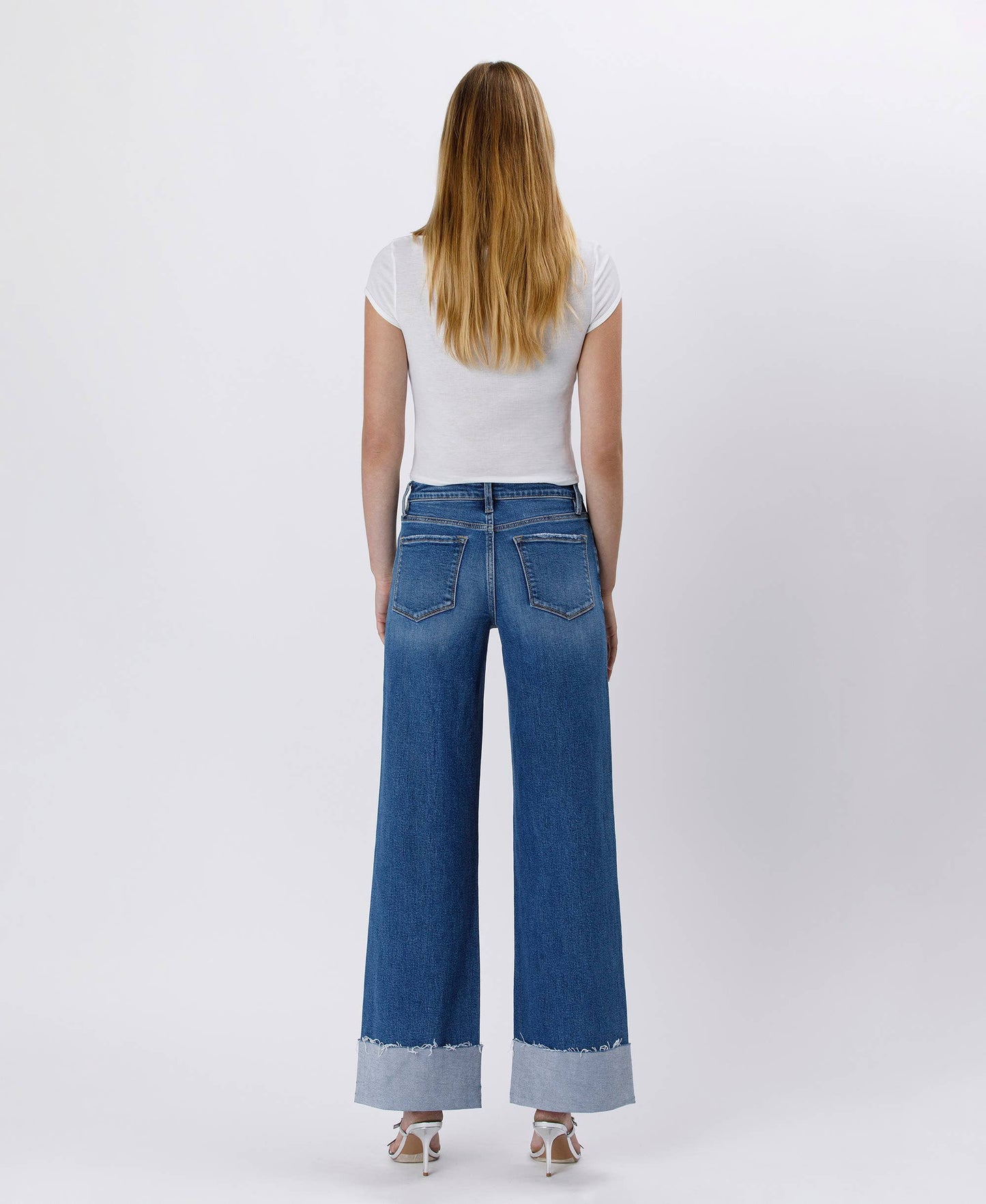 Lovervet by VERVET - HIGH RISE CUFFED WIDE JEANS LV1592