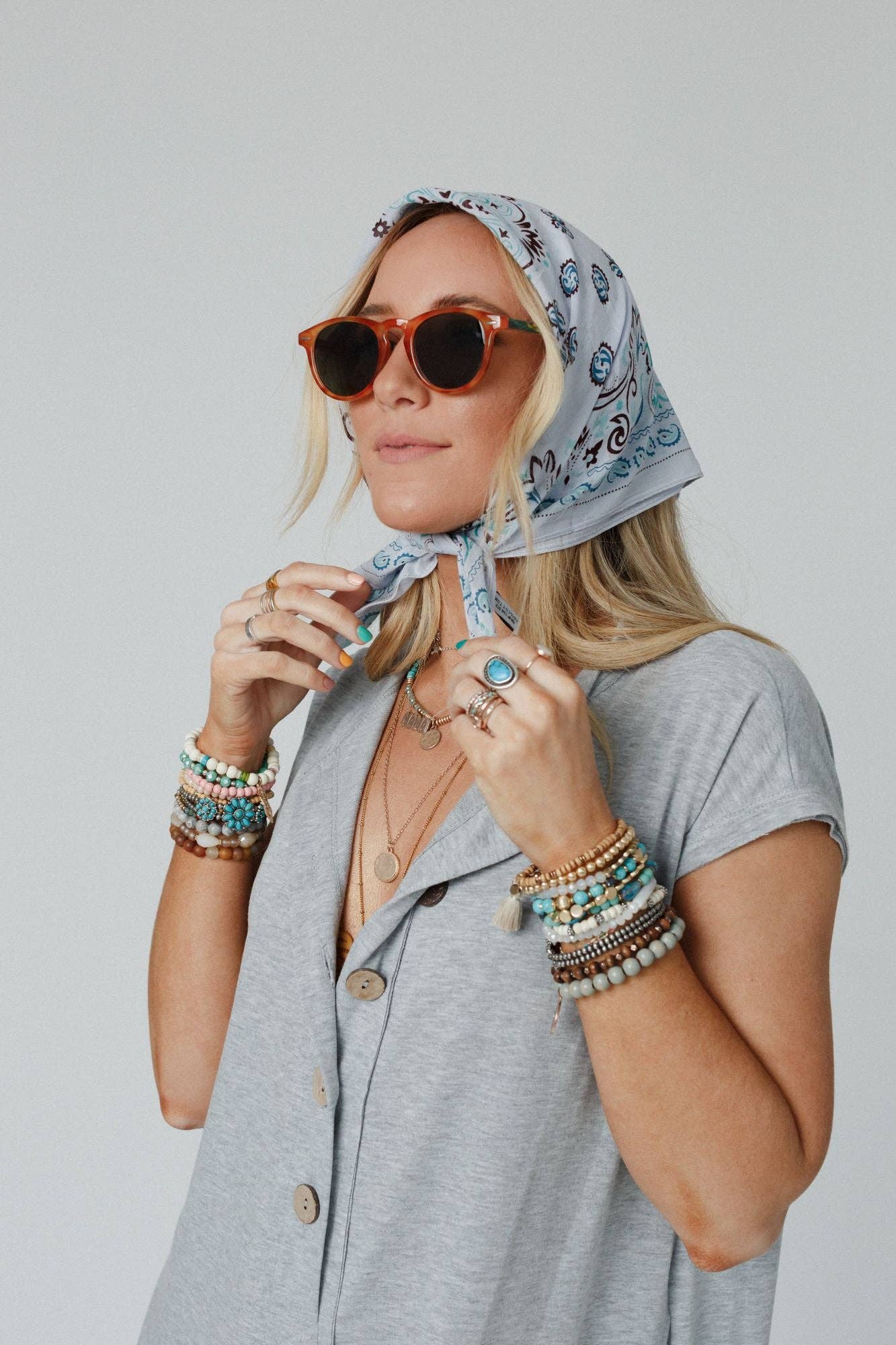 Love Full Paisley Bandana- Blue