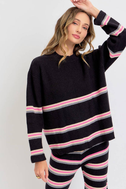Sweet Lovely by Jen - KNIT STRIPED PULL-ON-PANTS