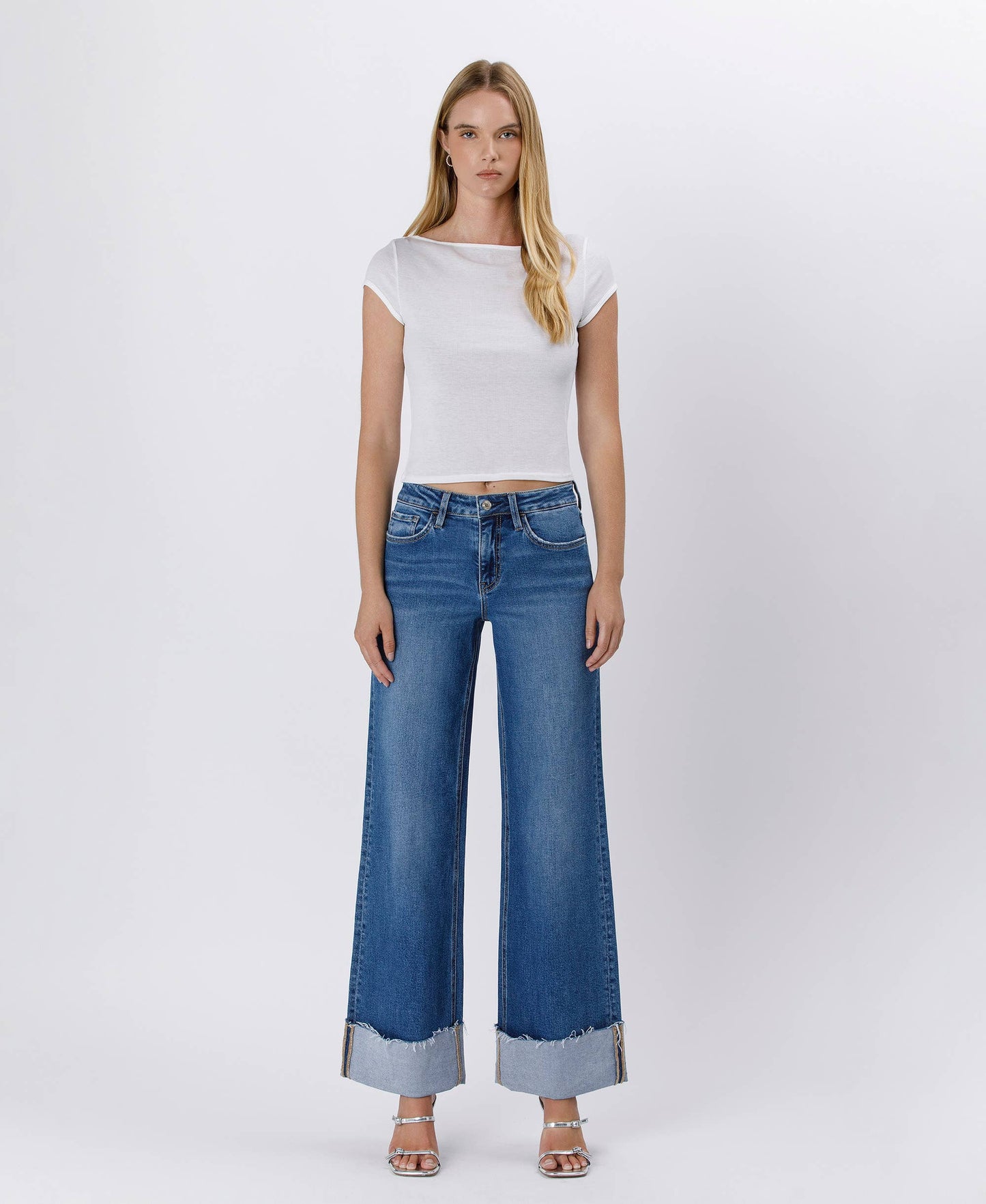 Lovervet by VERVET - HIGH RISE CUFFED WIDE JEANS LV1592