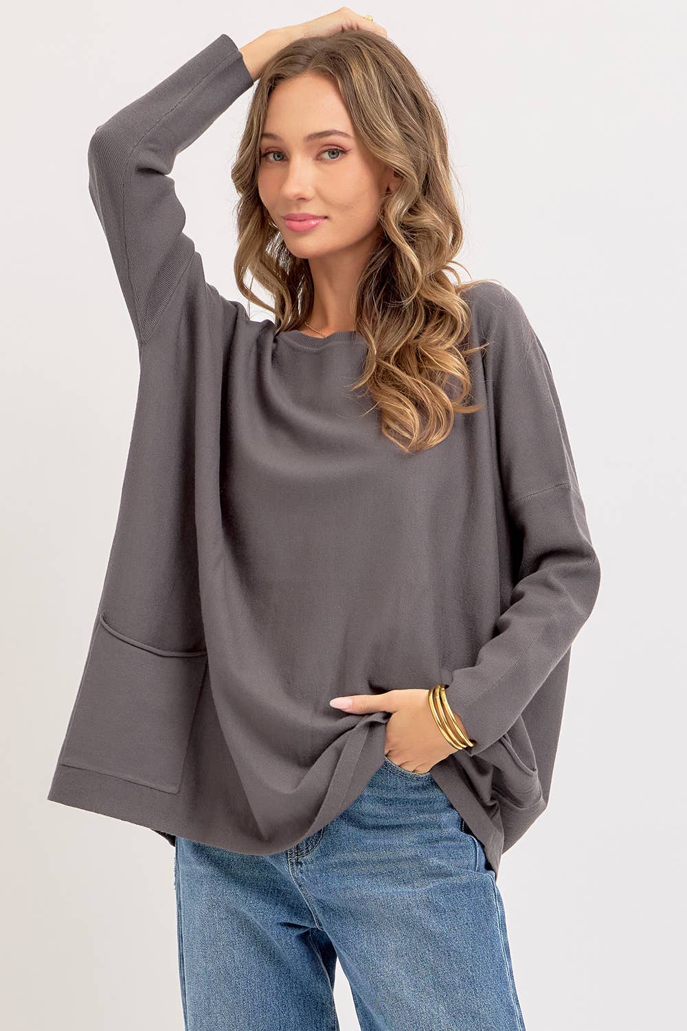 Sweet Lovely by Jen - OVERSIZE/LOOSE FIT ROUND NECK KNIT TOP