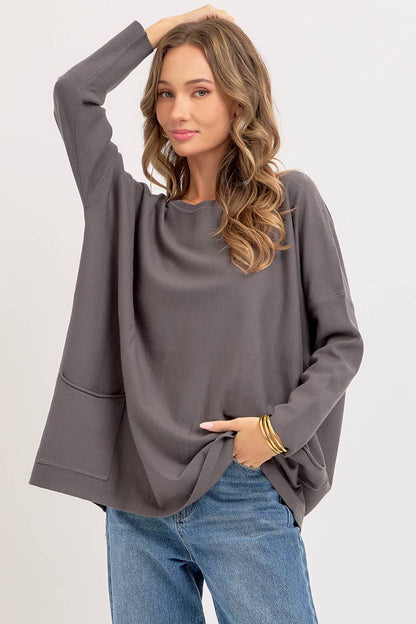 Sweet Lovely by Jen - OVERSIZE/LOOSE FIT ROUND NECK KNIT TOP