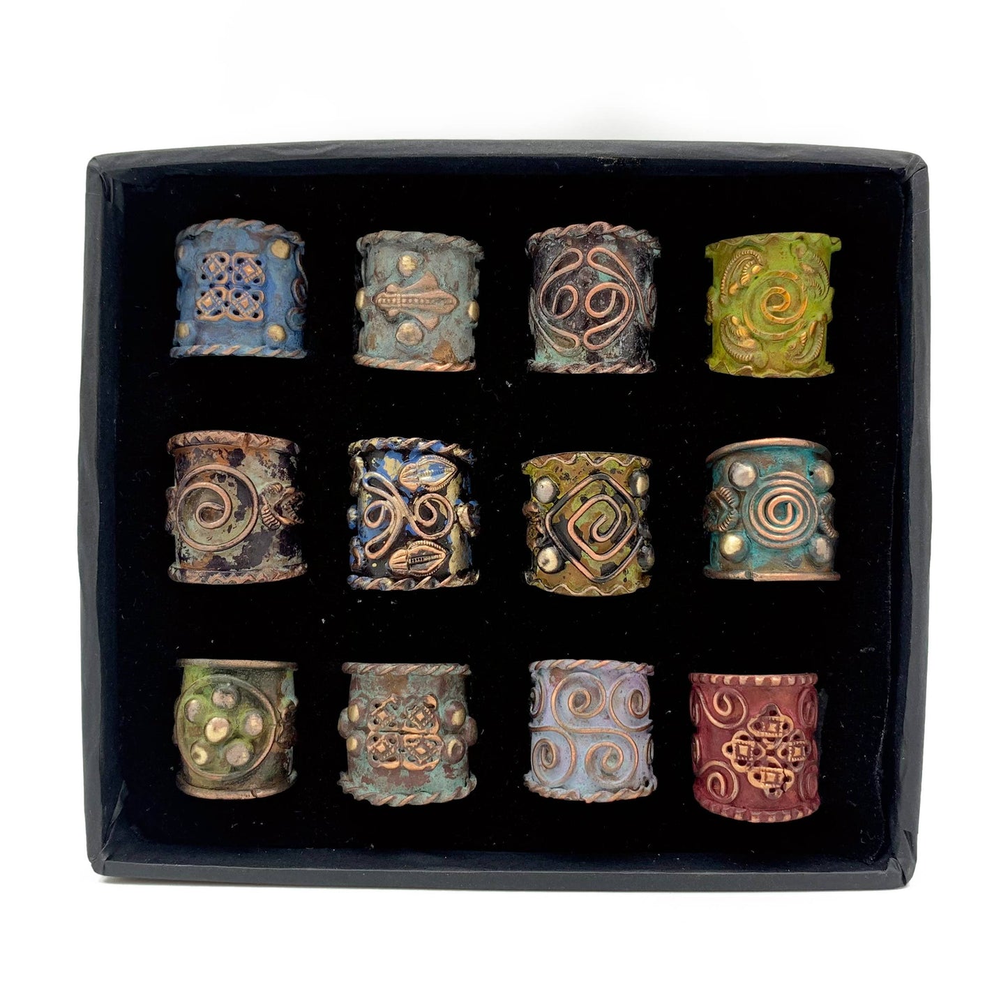 Anju Jewelry - Vintage Copper Patina Rings - 12 in Box