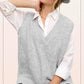 La Miel - MCS3589-Oversized Soft Knit Sweater Vest with Side Slit