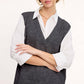 La Miel - MCS3589-Oversized Soft Knit Sweater Vest with Side Slit