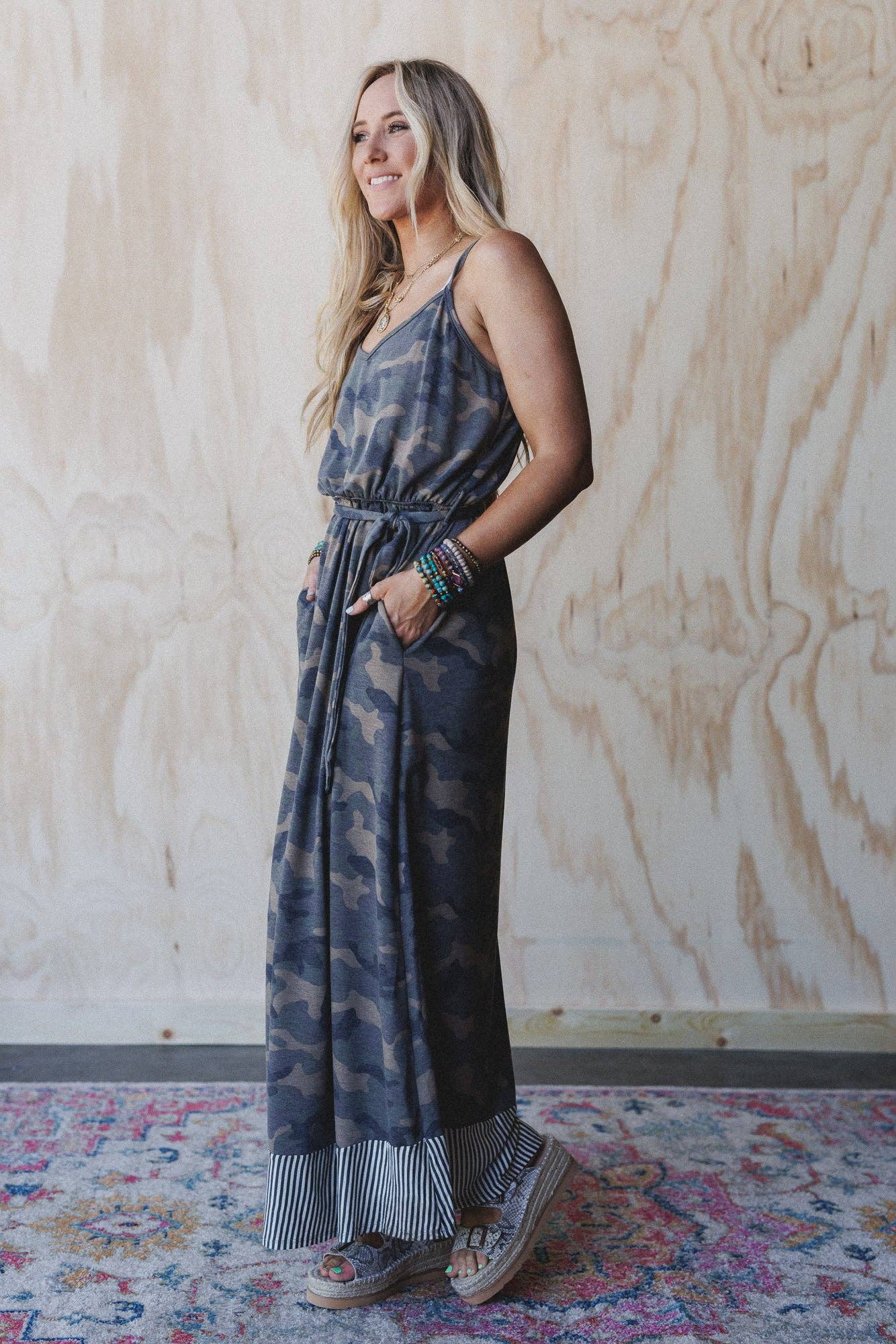 Three Bird Nest - Cadet Camo Print Dress - Olive Moss