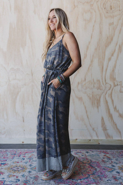 Three Bird Nest - Cadet Camo Print Dress - Olive Moss