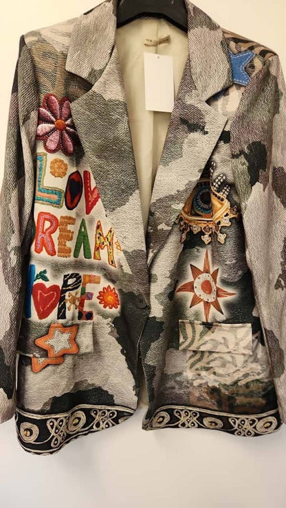 LOOWIE - BLLDH One Size “Love, Dream, Hope” Print Blazer LOOWIE
