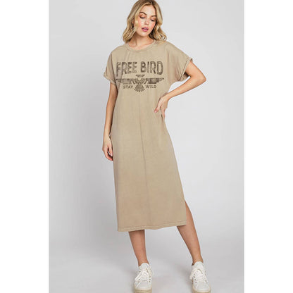 HRTandLUV - FREE BIRD MINERAL GRAPHIC DRESS: Mineral Black / S